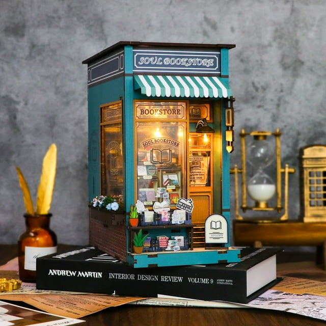 Kit de cuadernos para libros en miniatura MEINESQIS DIY con LED azul