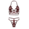 thumbnail image 4 of Gibobby Conjunto de lencería de encaje Ropa De Dormir Ropa De Dormir Mujer Cuello En V Bordado Encaje Lencería Lenceria China Gifts Lenceria Sexy Mujer(RD2, XG), 4 of 5