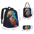 thumbnail image 4 of Naloa Yellow Fish Seahorse Print Large Capacity Backpack Lunch Bag Pencil Case Combination 3 Piece Set for Student, 4 of 8