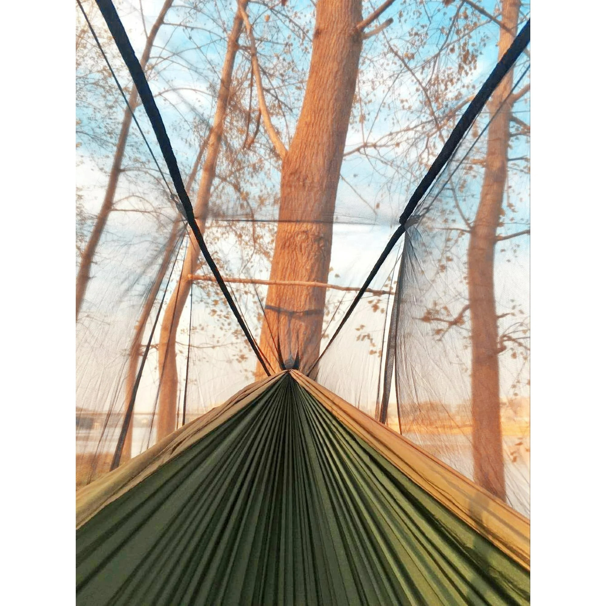 Travel Net Camping Hammock | 300kg Load Capacity, Breathable,Quick-Drying Parachute Nylon | 2 x Premium Carabiners,4 x Nylon Slings Included | for Outdoor Indoor Garden