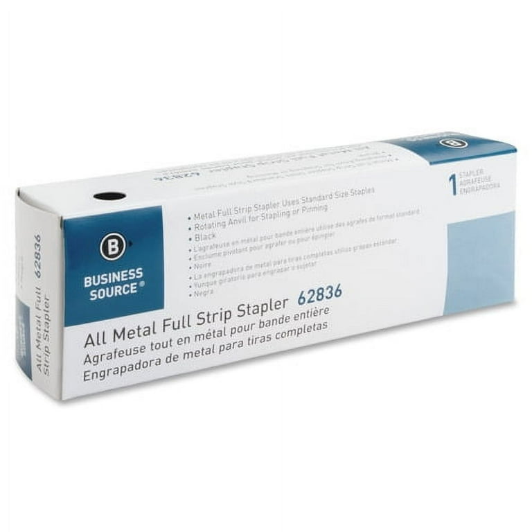 Business Source All-metal Full-strip Desktop Stapler - 20 of 20lb Paper Sheets Capacity - 210 Staple Capacity - Full Strip - 1/4 Business Source All-metal Full-strip Desktop Stapler - 20 of 20lb Paper Sheets Capacity - 210 Staple Capacity - Full Strip - 1/4