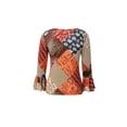 thumbnail image 4 of Liacowi Women Vintage Print Long Sleeve Crop Tops Sexy Round Neck Slim Fit Blouses Tee Streetwear, 4 of 9