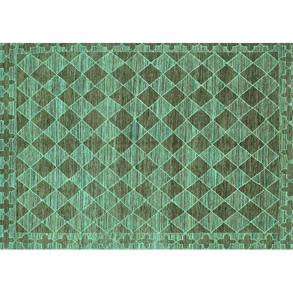 Ahgly Company Machine Washable Indoor Rectangle Abstract Turquoise Blue Contemporary Area Rugs, 2' x 4'
