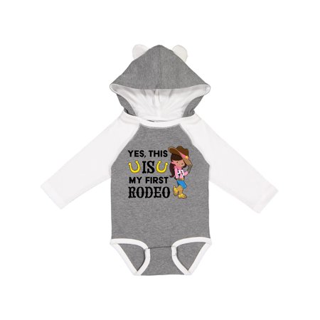 

Inktastic Yes this IS my First Rodeo- cowgirl in hat and boots Gift Baby Girl Long Sleeve Bodysuit