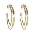 thumbnail image 2 of Jiaroswwei Women Exquisite Rhinestone Hoop Earrings Triple Layer Circle Piercing Jewelry, 2 of 8