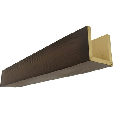 Ekena Millwork 8"W x 8"H x 16'L 3-Sided (U-beam) Sandblasted Endurathane Faux Wood Ceiling Beam, Natural Mahogany