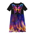 thumbnail image 4 of Girls Short Sleeve Casual Summer Dress Butterfly Print Cute A-Line Princess Swing Skater Dresses for Kids 4-14 Years, 4 of 4