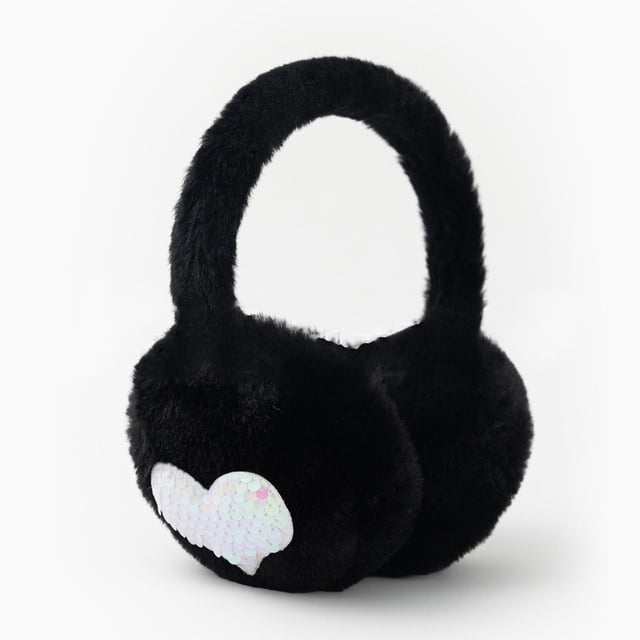 Cache-oreilles d'Hiver pour Oreilles de Chat - Chauffe-Oreilles en Forme de Cœur à Paillettes pour Usage Extérieur - Couvre-Oreilles Ajustables pour Filles et Femmes