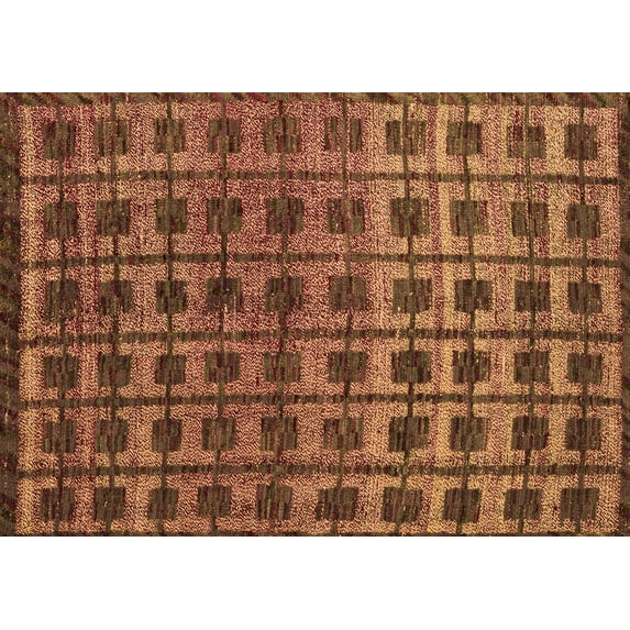 Ahgly Company Indoor Rectangle Oriental Orange Modern Area Rugs, 2' x 3'