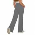 thumbnail image 4 of ATOGUTA Girl Yoga Pants Baggy Sweatpants Lightweight Straight Leg Athletic Pants with Pockets Size 6-15, Gray, 4 of 6