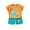 Yellow, variant on Fesfesfes Short Sleeve Shirts Sets Girls Outfits Casual 2 Piece Sets Tops Round Neck Collar Botton Printed Short Pants Sets