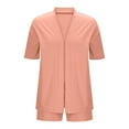 thumbnail image 6 of Busydd Two Piece Sets for Women Casual Comfy Solid Color Travel Outfits for Women Short Sleeve Cardigans and Shorts Womens Loungewear Set, 6 of 6
