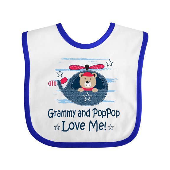Inktastic Grammy and Poppop Grandson Bear Boys Baby Bib