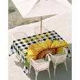 thumbnail image 3 of 60x84 Inch Outdoor Tablecloth with Umbrella Hole Zipper Rectangle Sunflowers Rectangular Tablecloths Outside Waterproof Black White Check Sunshine Buffalo Bee Patio Table Cloth Cover for Picnic Party, 3 of 8