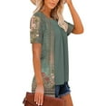 thumbnail image 4 of IROINNID Women's Printed Fake Two Piece Blouse Short Sleeve Round Neck Tops,Summer Fashion Casual Tops,Trendy 2025 Design(Mint Green#4,), 4 of 6