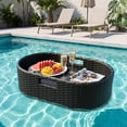 thumbnail image 1 of WLXIANG Floating Pool Tray Large PE Rattan Pool Serving Bar, Luxury Pool Floating Table with Handles for Pool Party, Hot Tub & Beach (Black), 1 of 8