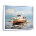 thumbnail image 2 of Designart "Harbor Docked Fishing Vessel II" Coastal Boat Floater Framed Wall Art Living Room, 2 of 5