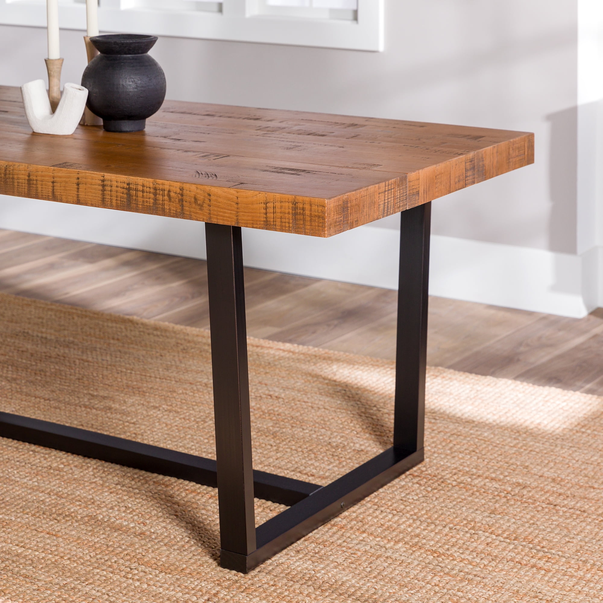 Walker Edison Modern Farmhouse Two-Tone Dining Table, Rustic Oak