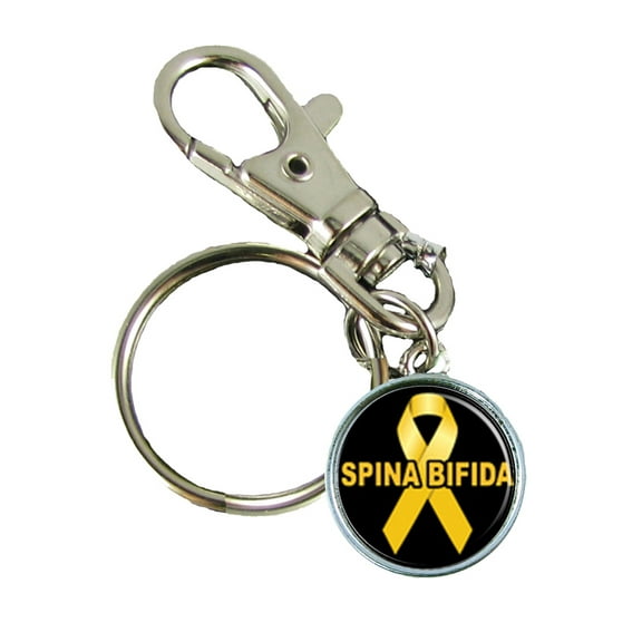 Spinal Bifida Awareness Keychain Support Silver Plated Jewelry Key Chain