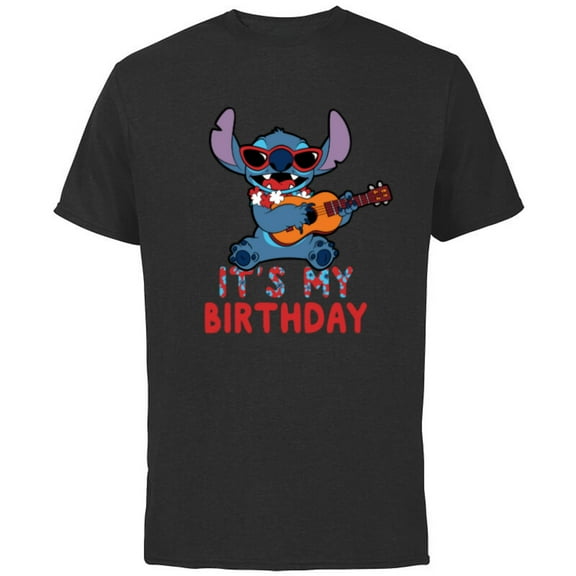 Disney Lilo & Stitch Tropical Party It’s My Birthday - Short Sleeve Cotton T-Shirt for Adults - Customized-Black