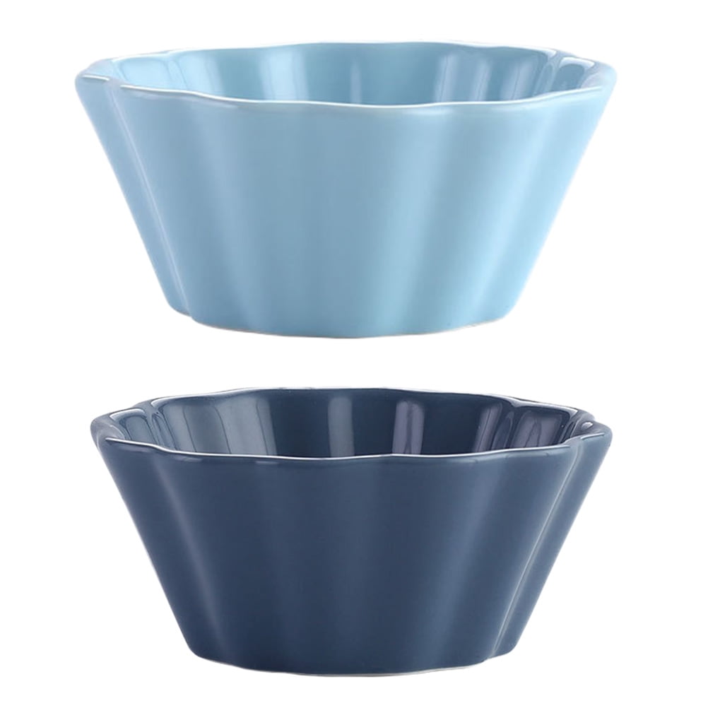 2pcs Baking Bowls Ceramic Pudding Dessert Serving Bowls (Assorted Color