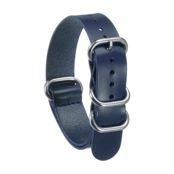 Uxcell Genuine Leather Watch Band 18mm Quick Release Watch Strap with Silver Metal Buckle for Men Women, Navy Blue