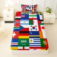 thumbnail image 3 of Manfei Country Flag Patchwork Twin Sheets,Global Nation Bedding,Multicolor,3-Piece,1 Fitted Sheet and 1 Pillowcase, 3 of 6