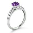 thumbnail image 3 of Gem Stone King 10K White Gold 5MM Cushion Cut Purple Amethyst Solitaire Engagement Ring for Women (0.54 Cttw, Gemstone February Birthstone, Available in Size 5, 6, 7, 8, 9), 3 of 4