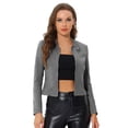 thumbnail image 1 of Chaqueta de gamuza Sintética Allegra K para mujer cuello alto cremallera Manga larga Gris L, 1 of 5