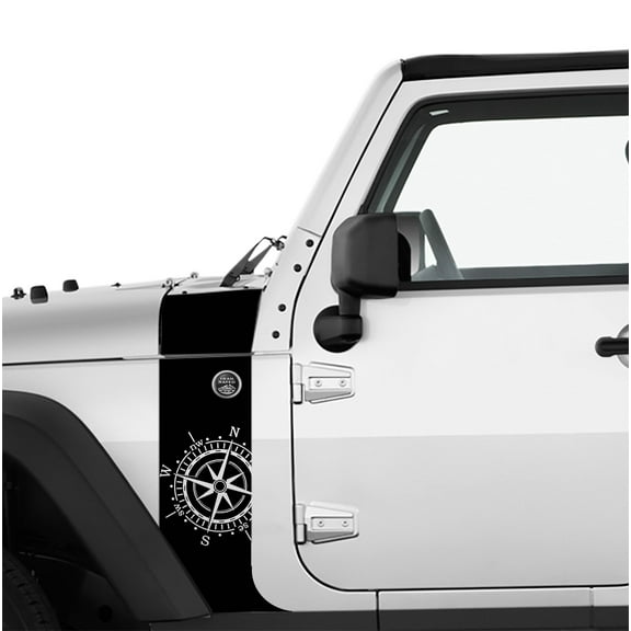 Collectible Decals JK/JKU Nautical Compass Hood Cowl & Fender Stripe Graphic Vinyl Decal Kit x2 (Pair)