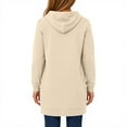 thumbnail image 3 of Resicozy Long Hoodies for Women Zip Up Double Zipper Solid Color Jacket Tunic Sweatshirts Fall Winter Fashion Clothes Beige L, 3 of 7