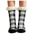 thumbnail image 2 of Tittly Slouch Socks Grip Socks Women's Plaid Floor Socks Thicken Warm Sleeping Socks Slippers Fuzzy Socks Cute Socks Hats for Men Black One Size, 2 of 4