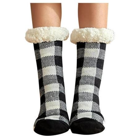 

Sanbonepd Women s Plaid Floor Socks Thicken Warm Sleeping Slippers Socks