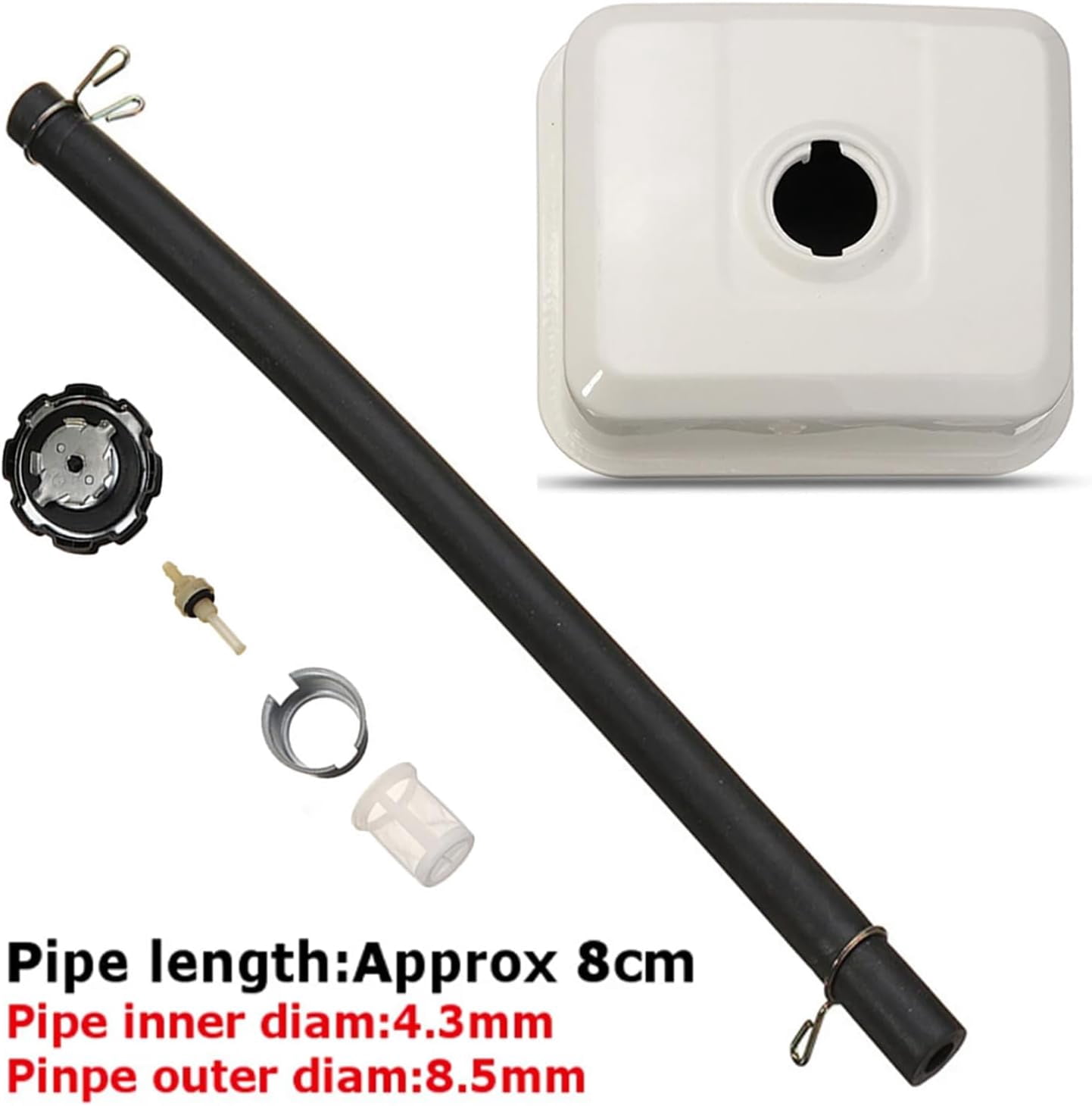 Fuel Tank for Honda GX140 GX160 GX200 Engine, 3L Petrol Tank Kit with Fuel Cap Fuel Filter and Fuel Line Fuel Tank Lawn Mower Replacement Parts