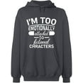 thumbnail image 2 of OXI Hoodie Sweatshirt - I'm Too Emotionally, Basic Casual Hoodie for Men's and Women Fleece Hoodie Long Sleeve - Charcoal Medium, 2 of 3