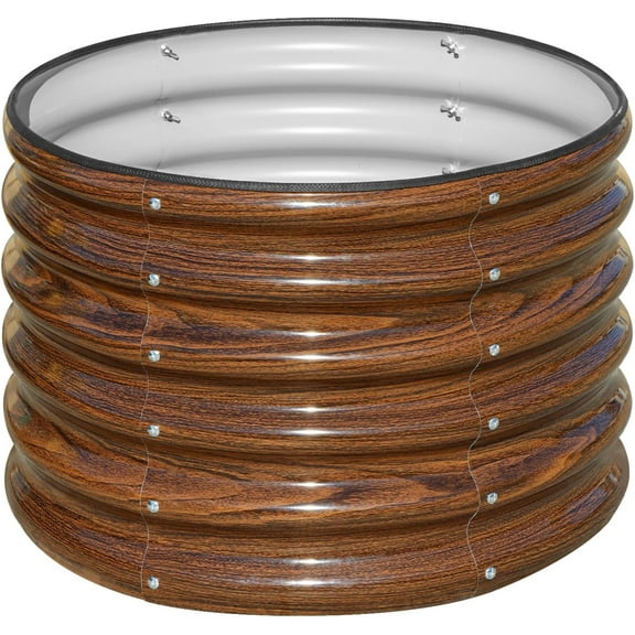 Raised Garden Bed, 2×2×1.5ft Round Galvanized Outdoor Planter Box, 17" Tall Deep Metal Garden Bed Kit for Planting Vegetables, Fruits, Flowers, Brown
