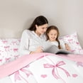thumbnail image 4 of Erosebridal Girls Cartoon Ribbon Bow Bedding Comforter Set 7-Piece,Romantic Love Heart King Bedding Sets for Kids Teens,Pink Reversible,Ultra Soft Home Decor, 4 of 6