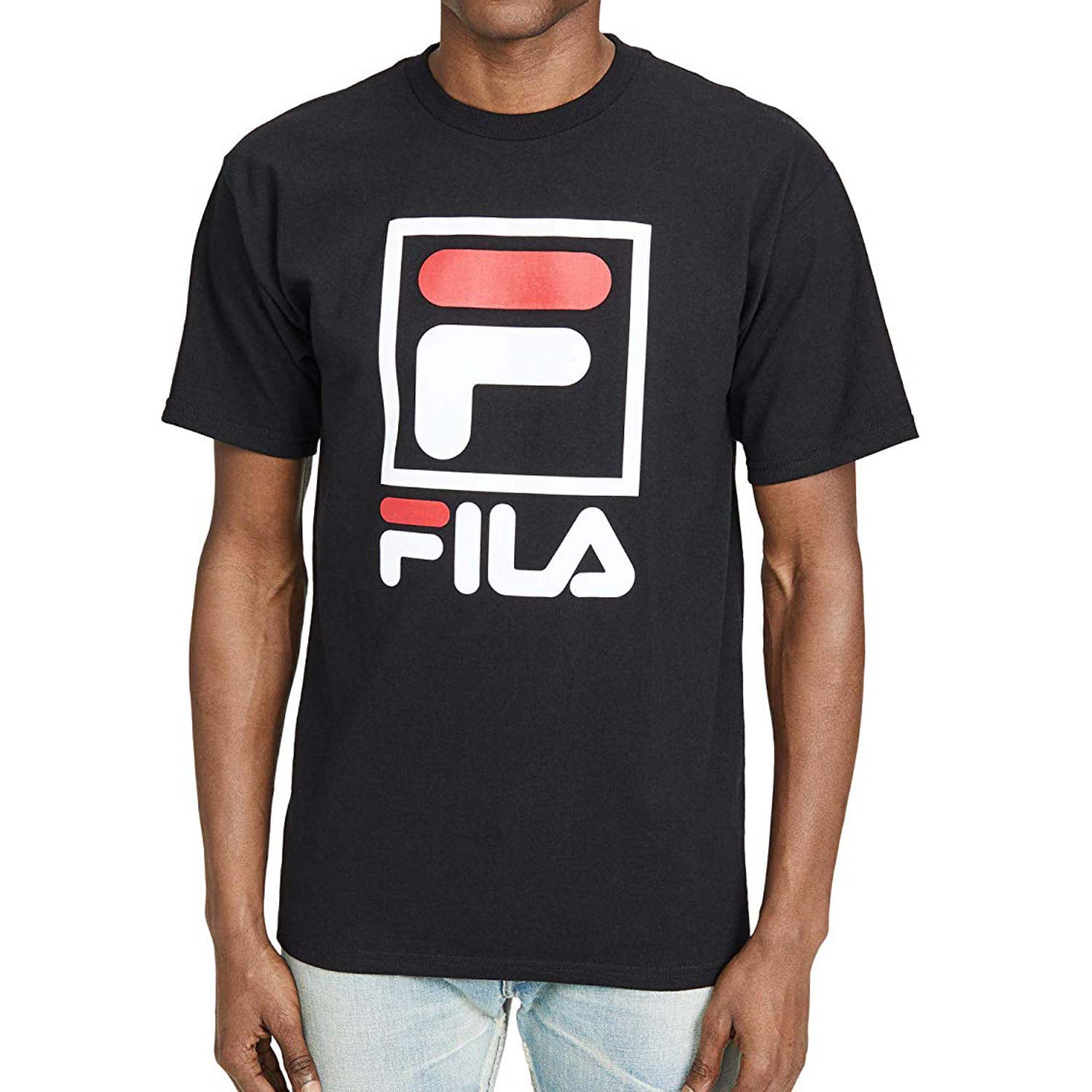 Fila Men's Stacked Tee Shirt Black-White-Chinese Red lm163xf4-002 ...