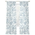 thumbnail image 2 of Light Blue Flower Semi Sheer Curtains 96 Inch Length 2 Panels Set, Vintage Farmhouse Boho Leaf Spring Sheer Kitchen Curtain Privacy Voile Window Curtain for Living Room Bedroom Rod Pocket Drapes, 2 of 7
