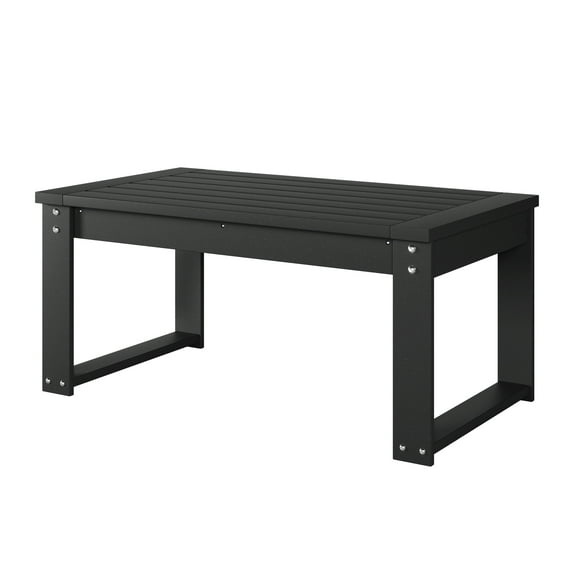 Yiwa Black Coffee Table for Living Room, 34"x22"x16" Patio Coffee Table for Garden