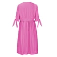 thumbnail image 4 of Abcnature Womens Maxi Dress, Women V-Neck Button Solid Short Sleeve Dress, Plus Size Summer Casual Long Dresses, Wedding Guest Dresses Beach Party Dress Hot Pink L, 4 of 4