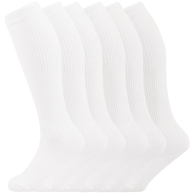 +MD Medias de compresión de algodón, 6 pares, 15-20 mmHg, hasta la rodilla