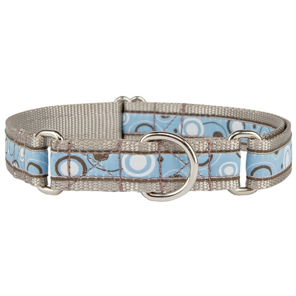 Country Brook Petz® Blue and Brown Orbs Woven Ribbon Martingale Dog Collar Limited Edition, Extra Large