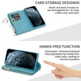 thumbnail image 5 of Mantto Women Case for iPhone 13 - 6.1 inch Wallet Case, Multifunctional 9 Card Slots Bling Zipper Purse Pocket Glitter Leather Magnetic Flip Kickstand Wrist Strap Case, Skyblue, 5 of 8