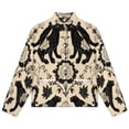 thumbnail image 4 of Jackets for Women Winter Coat Jackets Flannel Stand Collar Jacket(Elegant Panthers Floral Beige Pattern,Size:S-4XL), 4 of 7