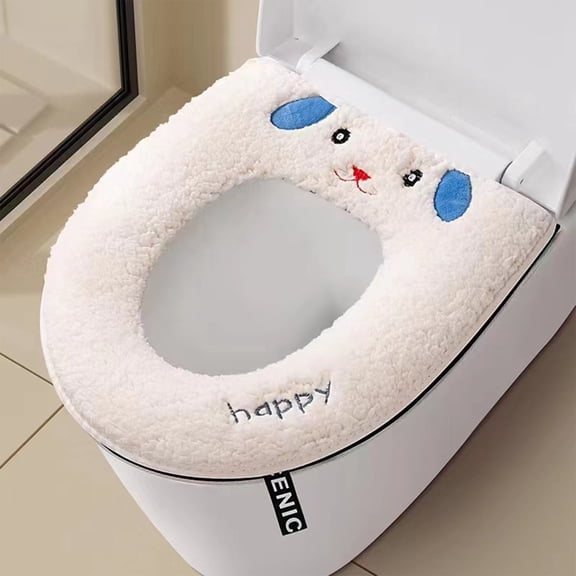 JilgTeok Toilet Seat Cover Pads Washable Bathroom Soft Thicker Warmer Washable Cloth Toilet Seat Cover Pads with Zipper Super Soft Bathroom Toilet Lid Cover Set(14.56*16.53in)