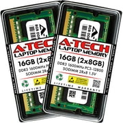 A-Tech 16GB (2x8GB) DDR3 1600MHz SODIMM PC3-12800 2Rx8 1.5V CL11 Non-ECC Unbuffered 204-Pin SO-DIMM Notebook Laptop RAM