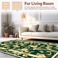 thumbnail image 2 of ODIKA 3'x5' Machine Washable Non-Slip Area Rug, Elegant Botanical Scrollwork with Curved Vines and Blossoms High Traffic Rug, Green, 140137, 2 of 7
