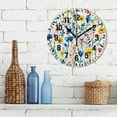 thumbnail image 3 of Yayeee 10" Wall Clock Battery Operated Quartz Round Silent Non-Ticking Home Decor, Blue Wildflower Pattern, 3 of 6