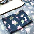 thumbnail image 4 of Wrapables Large & Small Foldable Tote Nylon Reusable Grocery Bags, Set of 2, Flamingoes & Floral, 4 of 5